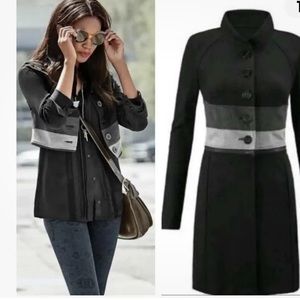Cabi 3176 Convertible Zip Black Gray Ponte Knit Jacket Coat M NWOT